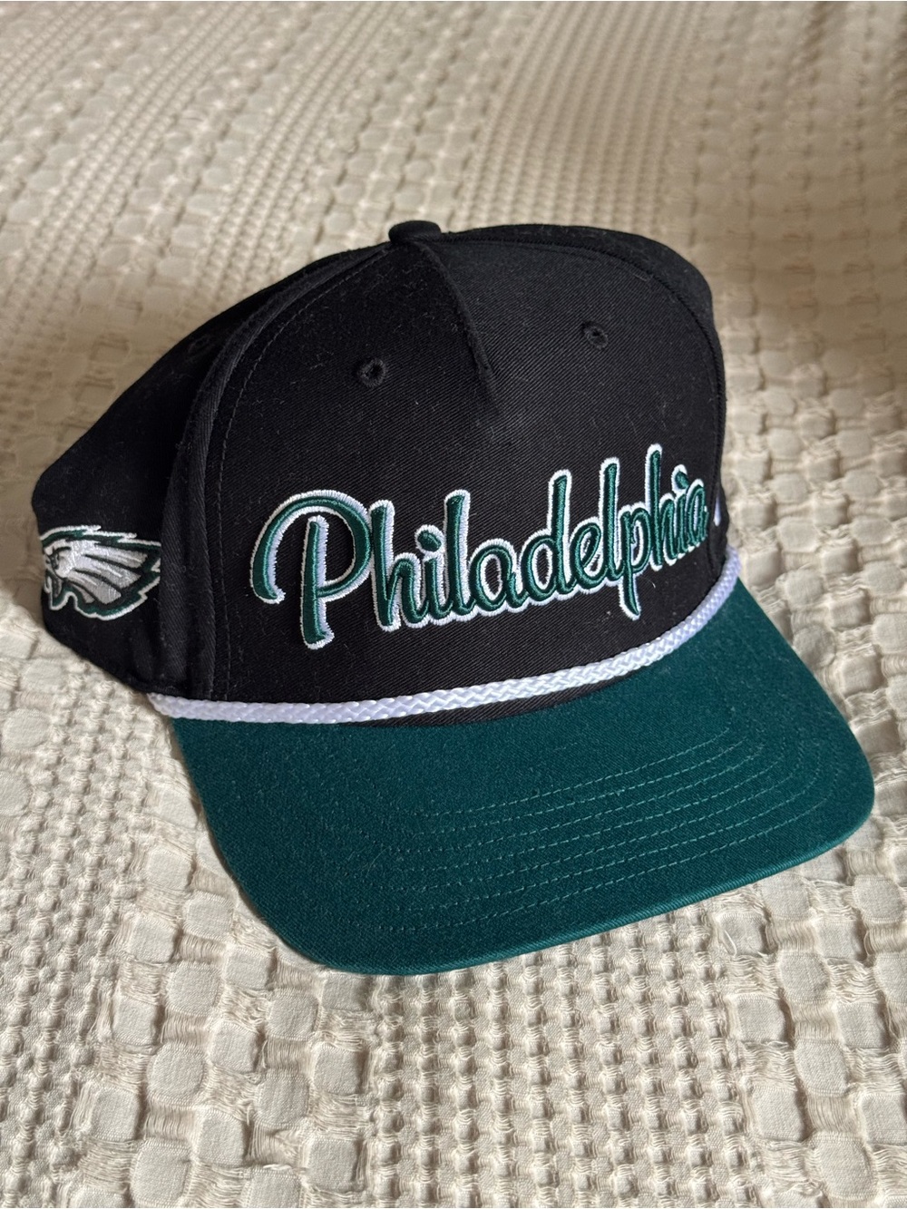 Men's '47 Black/Midnight Green Philadelphia Eagles Overhand Hitch Adjustable Hat